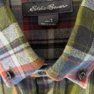 Eddie Bauer Flannel Shirt Long Sleeve Plaid Men S Green Blue Orange Outdoor Prep